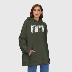 Худи SuperOversize хлопок с принтом Stalker в Новосибирске, 70% хлопок, 30% полиэстер, мягкий начес внутри | карман-кенгуру, эластичная резинка на манжетах и по нижней кромке, двухслойный капюшон
 | chernobyl | radiation | radioactive | припять | радиация | радиоактивность | чернобыль