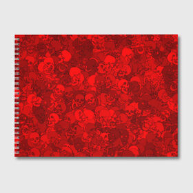 Альбом для рисования с принтом Красные черепа в Новосибирске, 100% бумага
 | матовая бумага, плотность 200 мг. | камуфляж | кости | красный | милитари | паттерн | скелет | текстура | хеллоуин