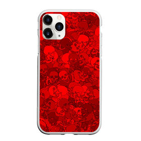 Чехол для iPhone 11 Pro матовый с принтом Красные черепа в Новосибирске, Силикон |  | Тематика изображения на принте: камуфляж | кости | красный | милитари | паттерн | скелет | текстура | хеллоуин