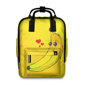 Женский рюкзак 3D с принтом Just Banana (Yellow) в Новосибирске, 100% полиэстер | лямки с регулируемой длиной, сверху ручки, чтобы рюкзак нести как сумку. Основное отделение закрывается на молнию, как и внешний карман. Внутри два дополнительных кармана, один из которых закрывается на молнию. По бокам два дополнительных кармашка, куда поместится маленькая бутылочка
 | banana | банан | желтый | оранжевый | фрукты