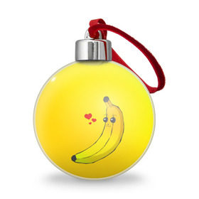 Ёлочный шар с принтом Just Banana (Yellow) в Новосибирске, Пластик | Диаметр: 77 мм | Тематика изображения на принте: banana | банан | желтый | оранжевый | фрукты