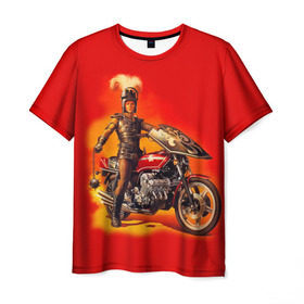 Мужская футболка 3D с принтом Всадник в Новосибирске, 100% полиэфир | прямой крой, круглый вырез горловины, длина до линии бедер | bike | harley | honda | kawasaki | moto | suzuki | yamaha | байкер | всадник | мотоцикл | рыцарь