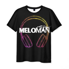 Мужская футболка 3D с принтом Меломан (Black) в Новосибирске, 100% полиэфир | прямой крой, круглый вырез горловины, длина до линии бедер | meloman | меломан | музыка | наушники