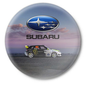 Значок с принтом SUBARU в Новосибирске,  металл | круглая форма, металлическая застежка в виде булавки | subaru | субару