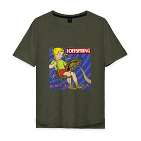 Мужская футболка хлопок Oversize с принтом The Offspring - americana в Новосибирске, 100% хлопок | свободный крой, круглый ворот, “спинка” длиннее передней части | the offspring | качели | офспринг | оффспринг | рок | таракан | щупальце