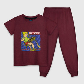 Детская пижама хлопок с принтом The Offspring - americana в Новосибирске, 100% хлопок |  брюки и футболка прямого кроя, без карманов, на брюках мягкая резинка на поясе и по низу штанин
 | the offspring | качели | офспринг | оффспринг | рок | таракан | щупальце