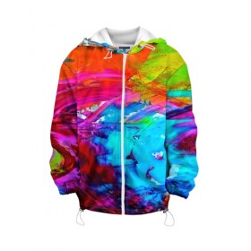 Детская куртка 3D с принтом Tie-dye в Новосибирске, 100% полиэстер | застежка — молния, подол и капюшон оформлены резинкой с фиксаторами, по бокам — два кармана без застежек, один потайной карман на груди, плотность верхнего слоя — 90 г/м2; плотность флисового подклада — 260 г/м2 | Тематика изображения на принте: abstraction | color | spray | tie dye | абстракция | акварель | живопись | искусство | краски | текстуры | цветные краски | яркие цвета