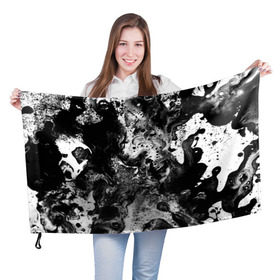 Флаг 3D с принтом Чёрная краска в Новосибирске, 100% полиэстер | плотность ткани — 95 г/м2, размер — 67 х 109 см. Принт наносится с одной стороны | abstraction | color | spray | tie dye | абстракция | акварель | живопись | искусство | краски | текстуры | цветные краски | яркие цвета
