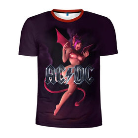 Мужская футболка 3D спортивная с принтом AC/DC в Новосибирске, 100% полиэстер с улучшенными характеристиками | приталенный силуэт, круглая горловина, широкие плечи, сужается к линии бедра | Тематика изображения на принте: ac dc | angus | hard | heavy | metal | rock. music | девушка | демон | дьявол | черт | чертик
