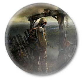 Значок с принтом Stalker в Новосибирске,  металл | круглая форма, металлическая застежка в виде булавки | stalker | сталкер