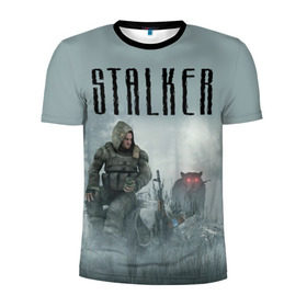 Мужская футболка 3D спортивная с принтом Stalker в Новосибирске, 100% полиэстер с улучшенными характеристиками | приталенный силуэт, круглая горловина, широкие плечи, сужается к линии бедра | stalker | сталкер