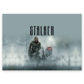 Поздравительная открытка с принтом Stalker в Новосибирске, 100% бумага | плотность бумаги 280 г/м2, матовая, на обратной стороне линовка и место для марки
 | stalker | сталкер