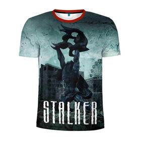 Мужская футболка 3D спортивная с принтом Stalker в Новосибирске, 100% полиэстер с улучшенными характеристиками | приталенный силуэт, круглая горловина, широкие плечи, сужается к линии бедра | stalker | сталкер