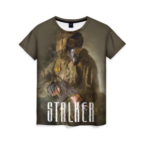 Женская футболка 3D с принтом Stalker в Новосибирске, 100% полиэфир ( синтетическое хлопкоподобное полотно) | прямой крой, круглый вырез горловины, длина до линии бедер | stalker | сталкер