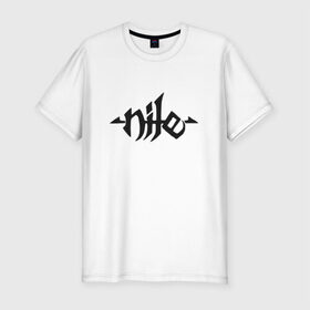Мужская футболка премиум с принтом Nile death metal логотип в Новосибирске, 92% хлопок, 8% лайкра | приталенный силуэт, круглый вырез ворота, длина до линии бедра, короткий рукав | death | logo | metal | nile | лототип | метал | музыка | шрифт | эмблема