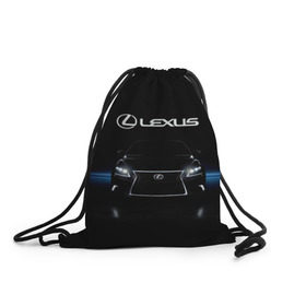 Рюкзак-мешок 3D с принтом Lexus в Новосибирске, 100% полиэстер | плотность ткани — 200 г/м2, размер — 35 х 45 см; лямки — толстые шнурки, застежка на шнуровке, без карманов и подкладки | auto | lexus | sport | toyota | автомобиль | внедорожник | машина | спорт