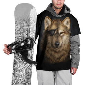 Накидка на куртку 3D с принтом Морской волк в Новосибирске, 100% полиэстер |  | волк | глаз | животное | зверь | корабль | моряк | пират | собака | флот | хищник