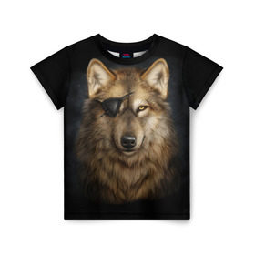 Детская футболка 3D с принтом Морской волк в Новосибирске, 100% гипоаллергенный полиэфир | прямой крой, круглый вырез горловины, длина до линии бедер, чуть спущенное плечо, ткань немного тянется | волк | глаз | животное | зверь | корабль | моряк | пират | собака | флот | хищник