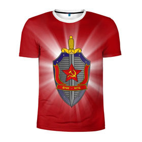Мужская футболка 3D спортивная с принтом КГБ в Новосибирске, 100% полиэстер с улучшенными характеристиками | приталенный силуэт, круглая горловина, широкие плечи, сужается к линии бедра | закон | кгб | охрана | россия | ссср | цру | шпион