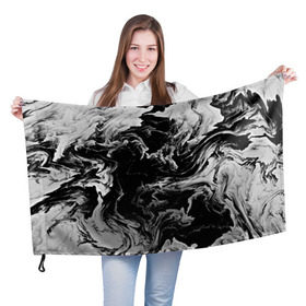 Флаг 3D с принтом vortex gray в Новосибирске, 100% полиэстер | плотность ткани — 95 г/м2, размер — 67 х 109 см. Принт наносится с одной стороны | abstraction | color | spray | tie dye | абстракция | акварель | живопись | искусство | краски | текстуры