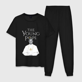 Мужская пижама хлопок с принтом Молодой Папа | The Young Pope в Новосибирске, 100% хлопок | брюки и футболка прямого кроя, без карманов, на брюках мягкая резинка на поясе и по низу штанин
 | the young pope | джуд лоу | молодой папа