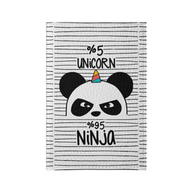 Обложка для паспорта матовая кожа с принтом 5% Единорог 95% Ниндзя в Новосибирске, натуральная матовая кожа | размер 19,3 х 13,7 см; прозрачные пластиковые крепления | animals | ninja | panda | rainbow | stripes | единорог | животные | зверь | линии | ниндзя | панда | полосы | радуга | самурай