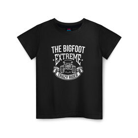 Детская футболка хлопок с принтом Bigfoot Crazy Black в Новосибирске, 100% хлопок | круглый вырез горловины, полуприлегающий силуэт, длина до линии бедер | bigfoot | автомобили | надпись | спорт