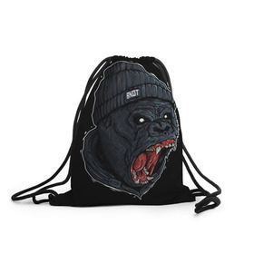Рюкзак-мешок 3D с принтом Горилла Бандит в Новосибирске, 100% полиэстер | плотность ткани — 200 г/м2, размер — 35 х 45 см; лямки — толстые шнурки, застежка на шнуровке, без карманов и подкладки | Тематика изображения на принте: swag | бандит | горилла | обезьяна