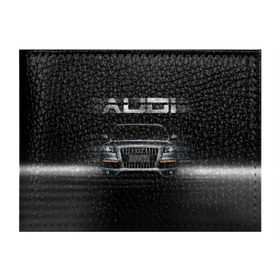 Обложка для студенческого билета с принтом Audi Q7 скорость в Новосибирске, натуральная кожа | Размер: 11*8 см; Печать на всей внешней стороне | audi | авто | автомобиль | ауди | кольца | красивая | кроссовер | крутая | марка | машина | надпись | немецкая иномарка | прикольная | тачка | черная | эмблема