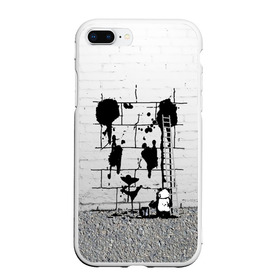 Чехол для iPhone 7Plus/8 Plus матовый с принтом Панда вандал в Новосибирске, Силикон | Область печати: задняя сторона чехла, без боковых панелей | бамбук | бамбуковый медведь | банка | животное | зубы | капли | когти | краска | красная книга | лапы | мишка | панда | подтеки | прикол | прикольный | рисует | следы | черный | япония