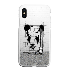 Чехол для iPhone XS Max матовый с принтом Панда вандал в Новосибирске, Силикон | Область печати: задняя сторона чехла, без боковых панелей | бамбук | бамбуковый медведь | банка | животное | зубы | капли | когти | краска | красная книга | лапы | мишка | панда | подтеки | прикол | прикольный | рисует | следы | черный | япония