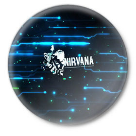 Значок с принтом Схема Nirvana (Курт Кобейн) в Новосибирске,  металл | круглая форма, металлическая застежка в виде булавки | Тематика изображения на принте: kurt cobain | микросхема | нирвана | плата