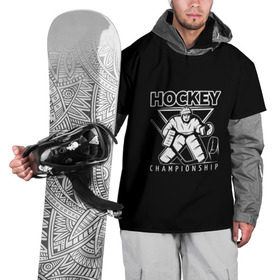 Накидка на куртку 3D с принтом Hockey Championship в Новосибирске, 100% полиэстер |  | Тематика изображения на принте: bandy | hockey | клюшка | коньки | лед | спорт | хоккей