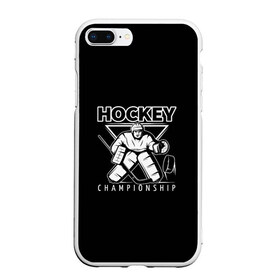 Чехол для iPhone 7Plus/8 Plus матовый с принтом Hockey Championship в Новосибирске, Силикон | Область печати: задняя сторона чехла, без боковых панелей | Тематика изображения на принте: bandy | hockey | клюшка | коньки | лед | спорт | хоккей