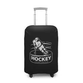 Чехол для чемодана 3D с принтом Championship Hockey! в Новосибирске, 86% полиэфир, 14% спандекс | двустороннее нанесение принта, прорези для ручек и колес | bandy | hockey | клюшка | коньки | лед | спорт | хоккей