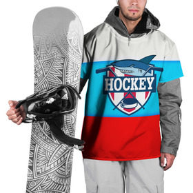 Накидка на куртку 3D с принтом Акула хоккея в Новосибирске, 100% полиэстер |  | bandy | hockey | клюшка | коньки | лед | россия | русский хоккей | спорт | хоккей