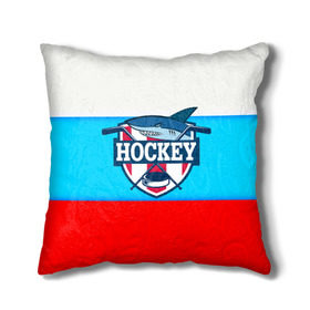 Подушка 3D с принтом Акула хоккея в Новосибирске, наволочка – 100% полиэстер, наполнитель – холлофайбер (легкий наполнитель, не вызывает аллергию). | состоит из подушки и наволочки. Наволочка на молнии, легко снимается для стирки | bandy | hockey | клюшка | коньки | лед | россия | русский хоккей | спорт | хоккей