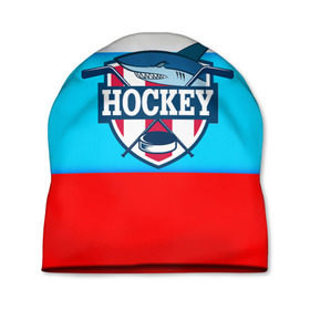 Шапка 3D с принтом Акула хоккея в Новосибирске, 100% полиэстер | универсальный размер, печать по всей поверхности изделия | bandy | hockey | клюшка | коньки | лед | россия | русский хоккей | спорт | хоккей