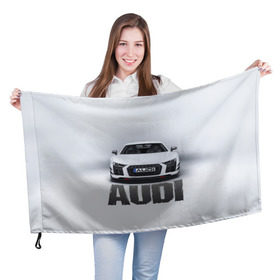 Флаг 3D с принтом Audi серебро в Новосибирске, 100% полиэстер | плотность ткани — 95 г/м2, размер — 67 х 109 см. Принт наносится с одной стороны | Тематика изображения на принте: ауди | машина