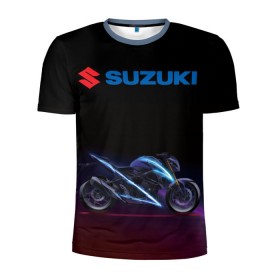 Мужская футболка 3D спортивная с принтом Suzuki в Новосибирске, 100% полиэстер с улучшенными характеристиками | приталенный силуэт, круглая горловина, широкие плечи, сужается к линии бедра | suzuki | байк | мотик | мото | мотоцикл | спортбайк | сузуки