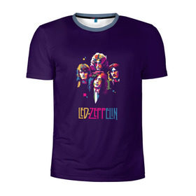 Мужская футболка 3D спортивная с принтом Led Zeppelin Color в Новосибирске, 100% полиэстер с улучшенными характеристиками | приталенный силуэт, круглая горловина, широкие плечи, сужается к линии бедра | Тематика изображения на принте: рок