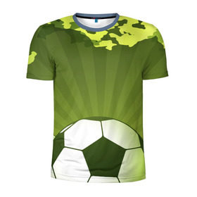 Мужская футболка 3D спортивная с принтом Футбол без границ в Новосибирске, 100% полиэстер с улучшенными характеристиками | приталенный силуэт, круглая горловина, широкие плечи, сужается к линии бедра | Тематика изображения на принте: зеленый | игра | мяч | поле