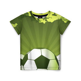 Детская футболка 3D с принтом Футбол без границ в Новосибирске, 100% гипоаллергенный полиэфир | прямой крой, круглый вырез горловины, длина до линии бедер, чуть спущенное плечо, ткань немного тянется | зеленый | игра | мяч | поле