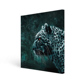 Холст квадратный с принтом Леопард неоновый в Новосибирске, 100% ПВХ |  | гепард | леопард | темный | хищник