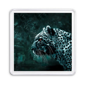 Магнит 55*55 с принтом Леопард неоновый в Новосибирске, Пластик | Размер: 65*65 мм; Размер печати: 55*55 мм | гепард | леопард | темный | хищник