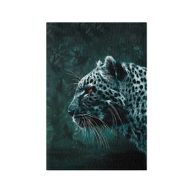 Обложка для паспорта матовая кожа с принтом Леопард неоновый в Новосибирске, натуральная матовая кожа | размер 19,3 х 13,7 см; прозрачные пластиковые крепления | гепард | леопард | темный | хищник