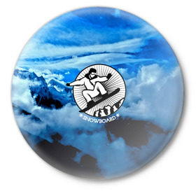 Значок с принтом Snowboard в Новосибирске,  металл | круглая форма, металлическая застежка в виде булавки | Тематика изображения на принте: 