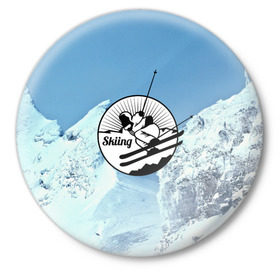 Значок с принтом Лыжный спорт в Новосибирске,  металл | круглая форма, металлическая застежка в виде булавки | Тематика изображения на принте: ski patrol | sport | возвышение | возвышенность | гора | горка | национальный парк | облака | склон | снег | спорт | холм
