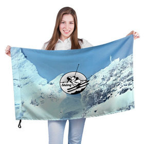 Флаг 3D с принтом Лыжный спорт в Новосибирске, 100% полиэстер | плотность ткани — 95 г/м2, размер — 67 х 109 см. Принт наносится с одной стороны | ski patrol | sport | возвышение | возвышенность | гора | горка | национальный парк | облака | склон | снег | спорт | холм
