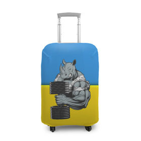 Чехол для чемодана 3D с принтом Спортивный носорог в Новосибирске, 86% полиэфир, 14% спандекс | двустороннее нанесение принта, прорези для ручек и колес | abstraction | grunge | абстракция | два цвета | краска | носорог | украинец | я украинец